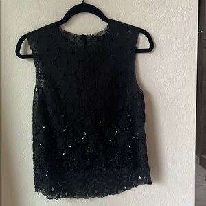 All Saints Black Lace Sleeveless Blouse